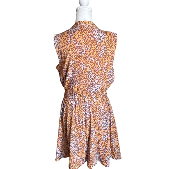 Nine West A-Line Shirt Dress Animal Print Sleeveless Chest Pocket Tie Waist Sz L - Picture 2 of 16